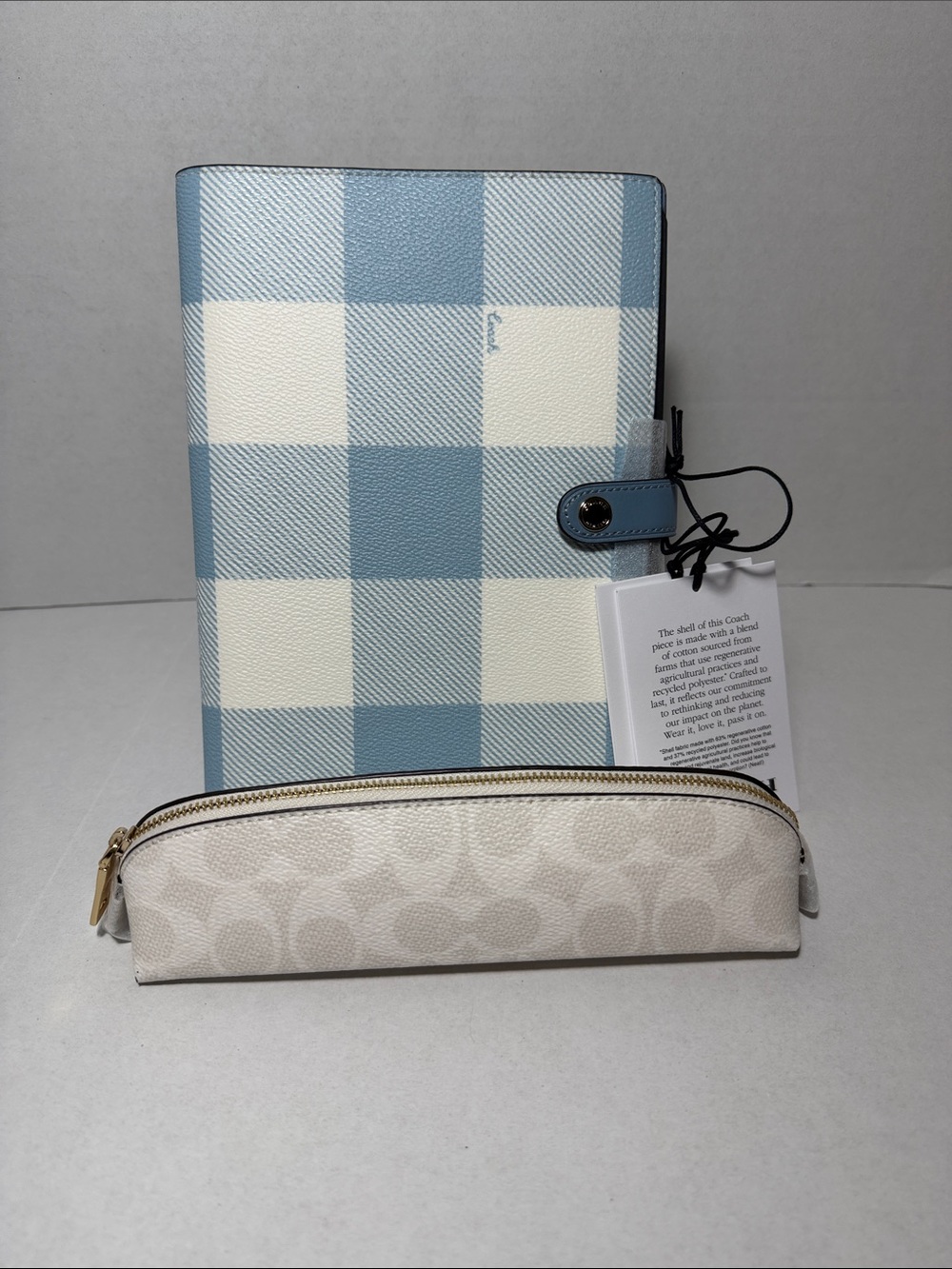 Coach Notebook with Cream Signature Pencil Case